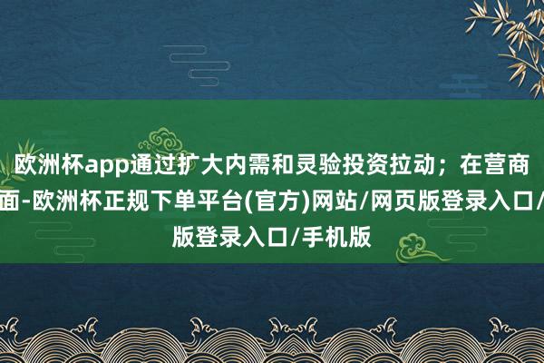 欧洲杯app通过扩大内需和灵验投资拉动；在营商环境方面-欧洲杯正规下单平台(官方)网站/网页版登录入口/手机版