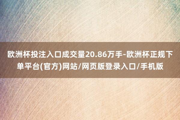 欧洲杯投注入口成交量20.86万手-欧洲杯正规下单平台(官方)网站/网页版登录入口/手机版