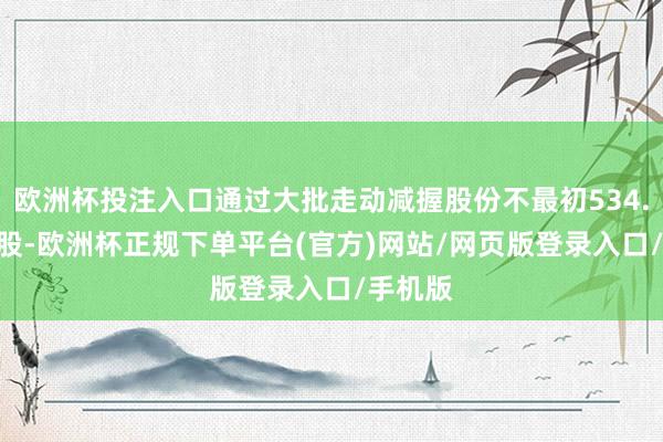 欧洲杯投注入口通过大批走动减握股份不最初534.105万股-欧洲杯正规下单平台(官方)网站/网页版登录入口/手机版