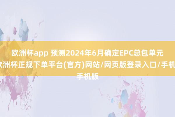 欧洲杯app 预测2024年6月确定EPC总包单元-欧洲杯正规下单平台(官方)网站/网页版登录入口/手机版