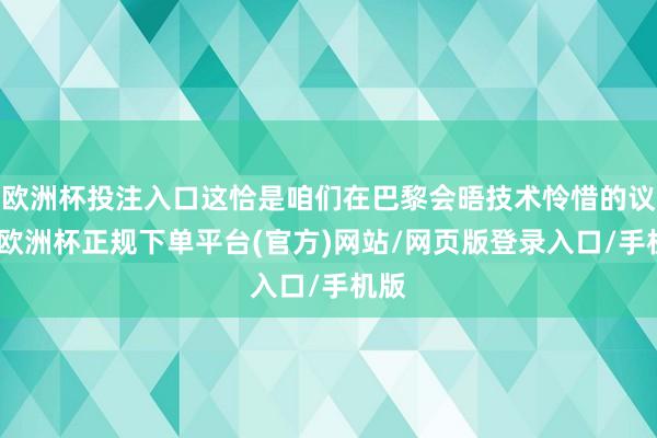 欧洲杯投注入口这恰是咱们在巴黎会晤技术怜惜的议题-欧洲杯正规下单平台(官方)网站/网页版登录入口/手机版